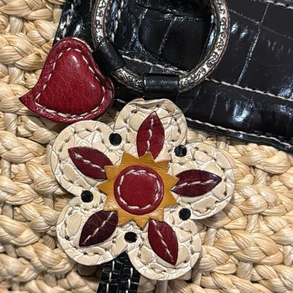 Brighton chocolate leather  Woven Straw  Shoulder   Zip bag - Picture 6 of 14